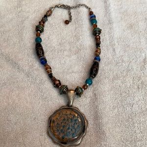 Chico’s Glass Beaded w/Pendant necklace